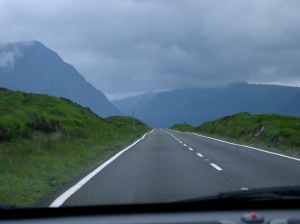 Road through the Scottish highlands